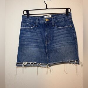 Frame Denim Distressed Blue Mini Skirt